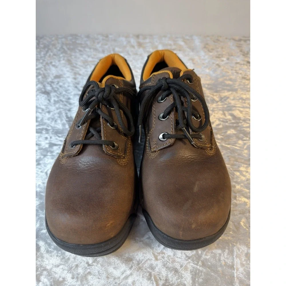 Hytest Womens Size 9 Wide Safety Toe Work Shoes Brown Leather Slip‎ Resistant